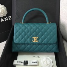Chanel Caviar Leather Medium Cocohandle Chain Bag green WITH GOLD HARDWARE (ORIGINAL QUALITY)
