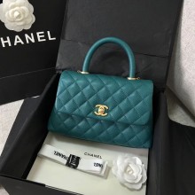 Chanel Caviar Leather small Cocohandle Chain Bag green WITH GOLD HARDWARE (ORIGINAL QUALITY)