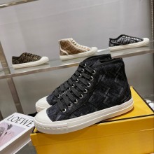 Fendi Domino fabric HIGH-TOP Sneakers black 02 2022