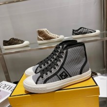 Fendi Domino fabric HIGH-TOP Sneakers gray 2022
