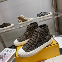 Fendi Domino fabric HIGH-TOP Sneakers brown 2022