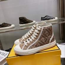 Fendi Domino fabric HIGH-TOP Sneakers apricot 2022