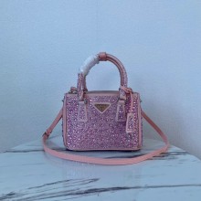 Prada Galleria Satin Mini Bag with Crystals 1BA906 pink 2023