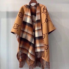 gucci Reversible GG wool cape brown