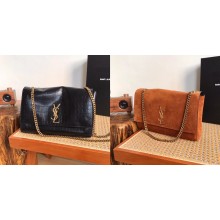 Saint Laurent kate medium reversible chain bag in crocodile-embossed leather 553804 Black/brown 2023