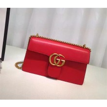 Gucci GG Marmont leather Medium shoulder bag 431777 red leather