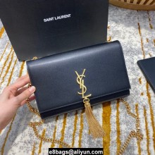 saint laurent Kate chain wallet with tassel in smooth calfskin 354119 BLACK/gold