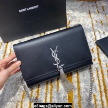 saint laurent Kate chain wallet with tassel in smooth calfskin 354119 BLACK/SILVER 