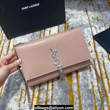 saint laurent Kate chain wallet with tassel in smooth calfskin 354119 pink/silver
