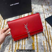 saint laurent Kate chain wallet with tassel in smooth calfskin 354119 red/SILVER 