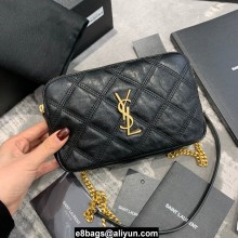 saint laurent becky clutch bag in lambskin 608941 black (original quality)