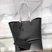 Saint Laurent E/W Shopping Tote Bag in Supple Leather 394195 Black