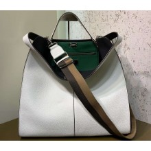 Fendi Roman Leather Peekaboo X-Lite Regular Tote Bag White 2019