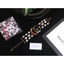 Gucci Crystal Double G Bracelet ‎519658 Aged Gold 2018