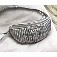 Miumiu Matelasse Leather Belt Bag 5BL010 Silver 2018