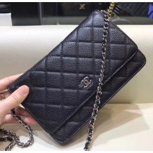 Chanel Caviar Leather Quilting Wallet On Chain WOC Bag Black/Silver