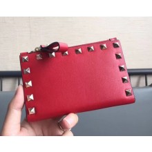 Valentino Rockstud Pocket Bi-Fold Wallet 0605 Red