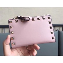Valentino Rockstud Pocket Bi-Fold Wallet 0605 Pink