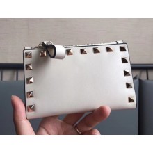 Valentino Rockstud Pocket Bi-Fold Wallet 0605 White