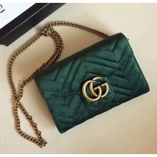 Gucci Velvet GG Marmont Matelassé Chevron Mini Bag 474575 Dark Green 2017