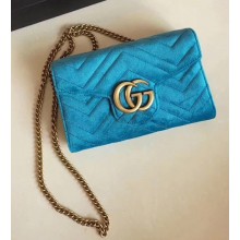 Gucci Velvet GG Marmont Matelassé Chevron Mini Bag 474575 Light Blue 2017