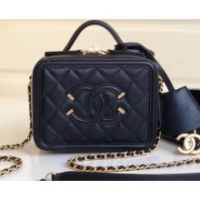 Chanel CC Filigree Grained Vanity Case Mini Bag A93342 Black