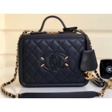 Chanel CC Filigree Grained Vanity Case Medium Bag A93343 Black