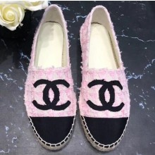 Chanel CC Logo Tweed Fabric Espadrilles G34436 Pink 2019
