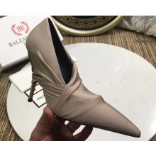 Balenciaga Heel 10cm Knife Draped Stretch Jersey Satin Pumps Camel 2019