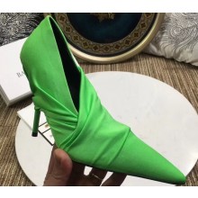 Balenciaga Heel 10cm Knife Draped Stretch Jersey Satin Pumps Green 2019