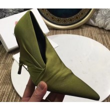 Balenciaga Heel 10cm Knife Draped Stretch Jersey Satin Pumps Olive Green 2019