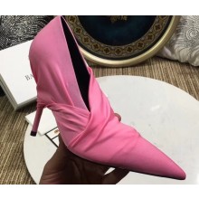 Balenciaga Heel 10cm Knife Draped Stretch Jersey Satin Pumps Pink 2019