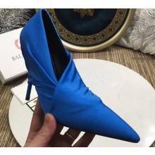 Balenciaga Heel 10cm Knife Draped Stretch Jersey Satin Pumps Blue 2019