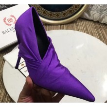 Balenciaga Heel 10cm Knife Draped Stretch Jersey Satin Pumps Purple 2019