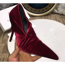 Balenciaga Heel 10cm Knife Draped Stretch Jersey Satin Pumps Burgundy 2019