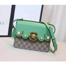 GUCCI LEATHER CHAIN SHOULDER BAG 432282 green and GG