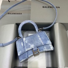 balenciaga hourglass denim printed mini handbag 