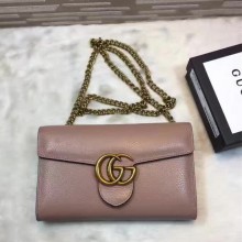 Gucci GG Marmont leather mini chain bag antique rose leather 401232 (jlx-741104)