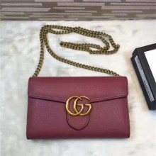 Gucci GG Marmont leather mini chain bag  antiqued rose leather 401232 (jlx-741103)