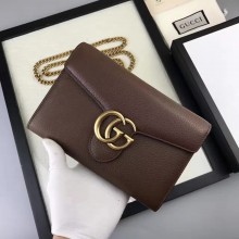Gucci GG Marmont leather mini chain bag 401232 nut brown(jlx-741105)