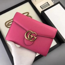 Gucci GG Marmont leather mini chain bag 401232 pink(jlx-741106)