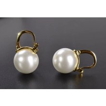 Celine Single Pearl Stud Earrings White/Gold 2018