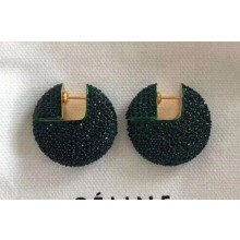 Celine Round Crystal Earrings Emerald Green 2018