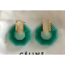 Celine Octagon Transparent Earrings Mint Green 2018