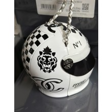 Chanel Helmet Minaudiere in Resin/Strass AS3774 white 2023