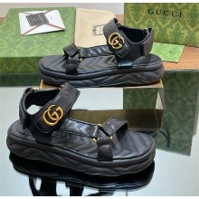 Gucci Women's Double G sandal in black leather 776936 2024