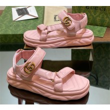 Gucci Women's Double G sandal in pink leather 776936 2024
