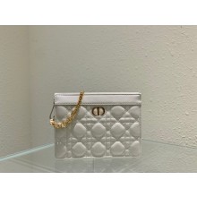Dior Caro Zipped Pouch with Chain white 2021