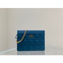 Dior Caro Zipped Pouch with Chain blue 2021