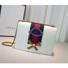 Gucci Leather chain shoulder bag 432280 white with eyes